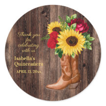 Red Roses Sunflower Cowgirl Boots Quinceanera
