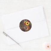 Red Roses Sunflower Cowgirl Boots Quinceanera Ronde Sticker (Envelop)