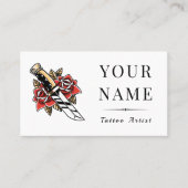 Red Roses & Sward Tattoo Artiest Salon Modern Plai Visitekaartje (Voorkant)