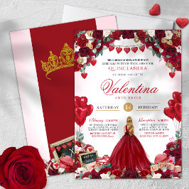 Red Roses Sweet 15 Valentijns's Quinceanera Kaart