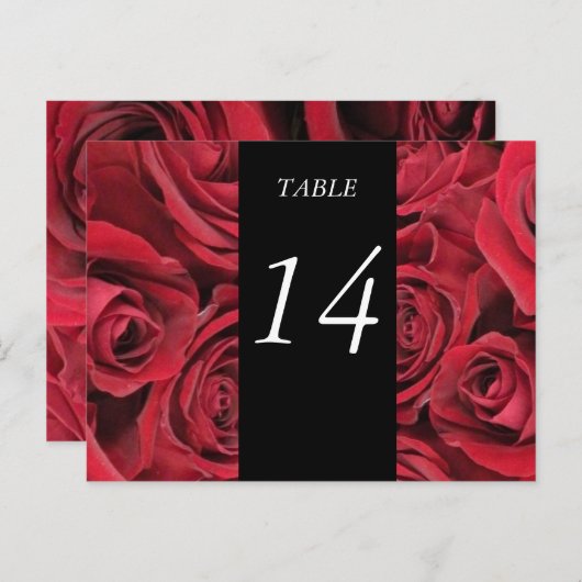 Red Roses tafel nummer Kaart (Voorkant / Achterkant)