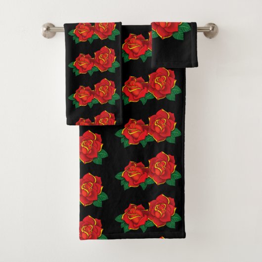 Red Roses Tattoo Bad Handdoek (Insitu)