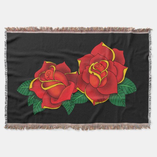 Red Roses Tattoo Deken (Voorkant)