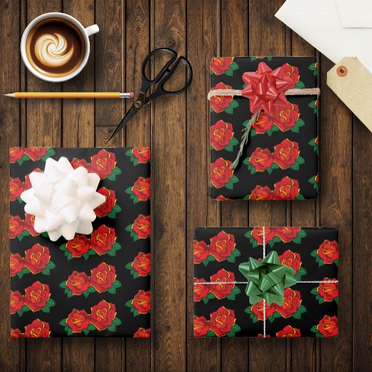 Red Roses Tattoo Inpakpapier Vel