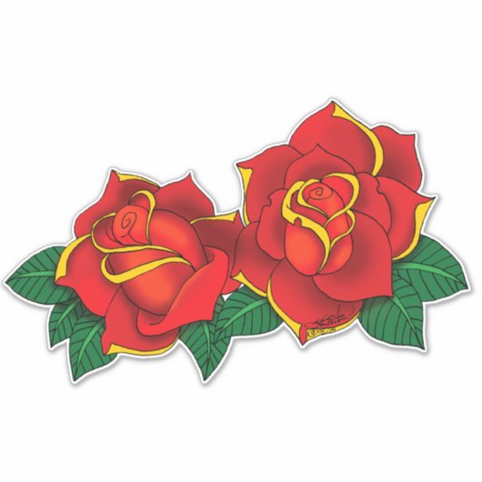 Red Roses Tattoos Sticker (Voorkant)