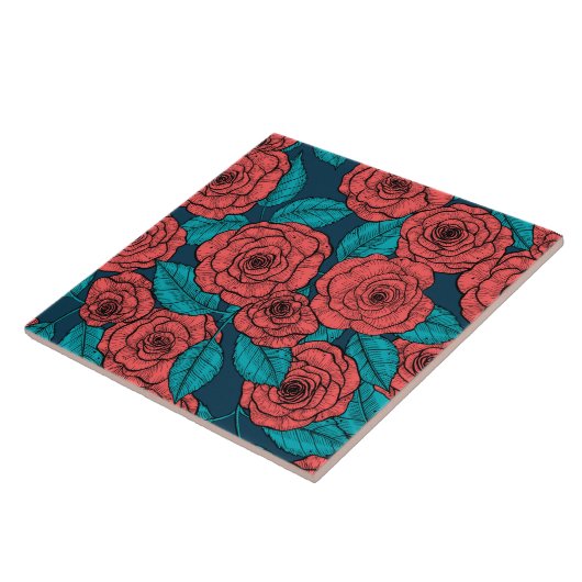 Red roses tegeltje (Zijkant)