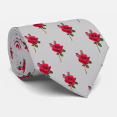 Red Roses Trouwkamers Stropdas Grijs (Opgerold)