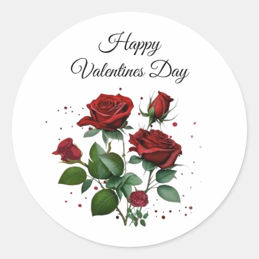 Red Roses Valentine Ronde Sticker (Voorkant)