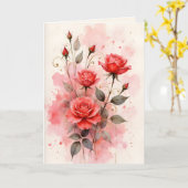 Red Roses Valentine's Day Anniversary Kaart (Gele Bloem)