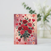 Red Roses, Valentine's Day, Briefkaart (Staand voorkant)