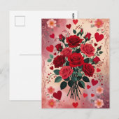 Red Roses, Valentine's Day, Briefkaart (Voorkant / Achterkant)