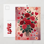 Red Roses, Valentine's Day, Briefkaart (Voorkant / Achterkant)