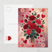 Red Roses, Valentine's Day, Feestdagenkaart (Voorkant / Achterkant)
