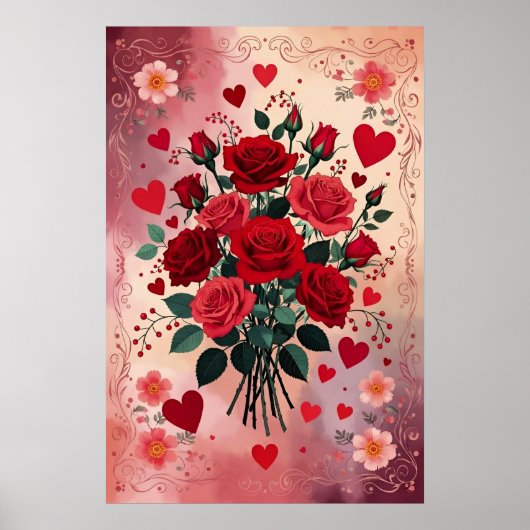 Red Roses, Valentine's Day, Poster (Voorkant)