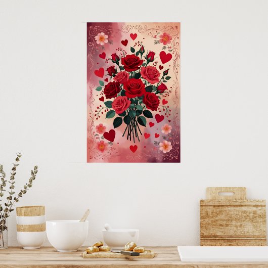 Red Roses, Valentine's Day, Poster (Keuken)
