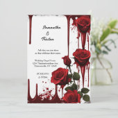 Red Roses Vampire Gothic Bruiloft Kaart (Staand voorkant)