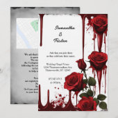 Red Roses Vampire Gothic Bruiloft Kaart (Voorkant / Achterkant)