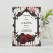 Red Roses Vampire Gothic Bruiloft Kaart (Staand voorkant)