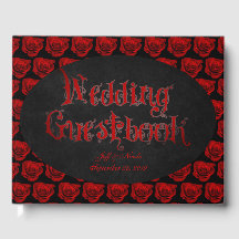 Red Roses Victoriaans Gothic bruiloft gastenboek