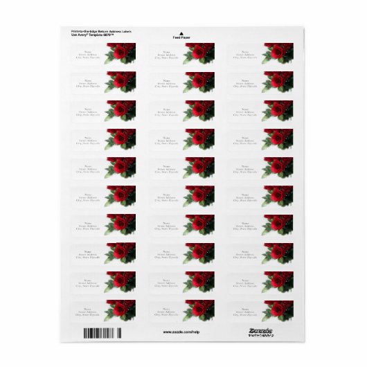 Red Roses Vignette Etiket (Full Sheet)