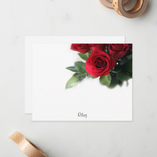 Red Roses Vignette Notitiekaartje (Voorkant / Achterkant in situ)