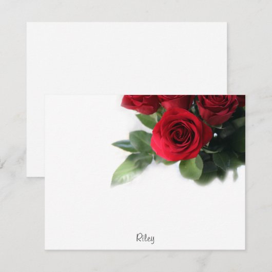 Red Roses Vignette Notitiekaartje (Voorkant / Achterkant)