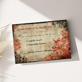 Red Roses Vintage Wedding RSVP Uitnodiging