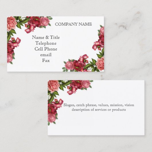  Red Roses Visitekaartje (Voorkant / Achterkant)
