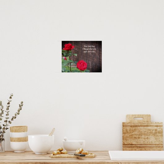 Red Roses Voeg Jouw tekst gepersonaliseerd Poster (Keuken)