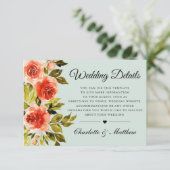 Red Roses Waterverf Botanische bruiloft Details Informatiekaartje (Staand voorkant)