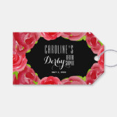 Red Roses Waterverf Derby Vrijgezellenfeest Cadeaulabel (Voorkant (Horizontaal))