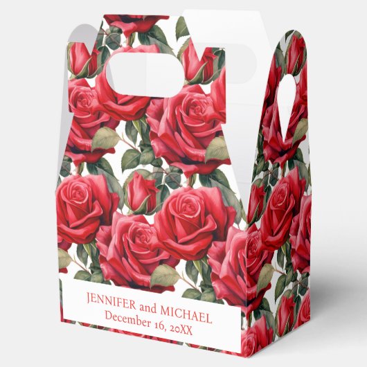 Red Roses Waterverf voorkeurskisten Bedankdoosjes (Geopend)