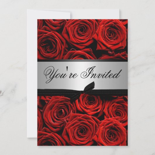 Red Roses Wedding Custom Invitations Kaart (Voorkant)