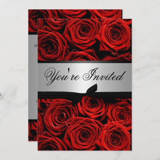 Red Roses Wedding Custom Invitations Kaart (Voorkant / Achterkant)
