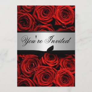 Red Roses Wedding Custom Invitations Kaart