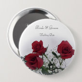 Red Roses Wedding Favor Ronde Button 4,0 Cm (Voorkant /achterkant)