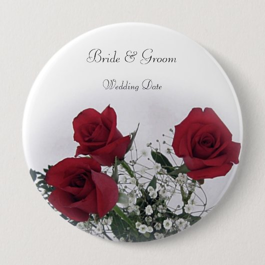 Red Roses Wedding Favor Ronde Button 4,0 Cm (Voorkant)