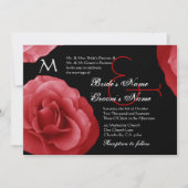 Red Roses Wedding Invitation Metallic Kaart (Voorkant)