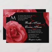 Red Roses Wedding Invitation Metallic Kaart (Voorkant / Achterkant)