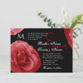 Red Roses Wedding Invitation Metallic Kaart (Staand voorkant)