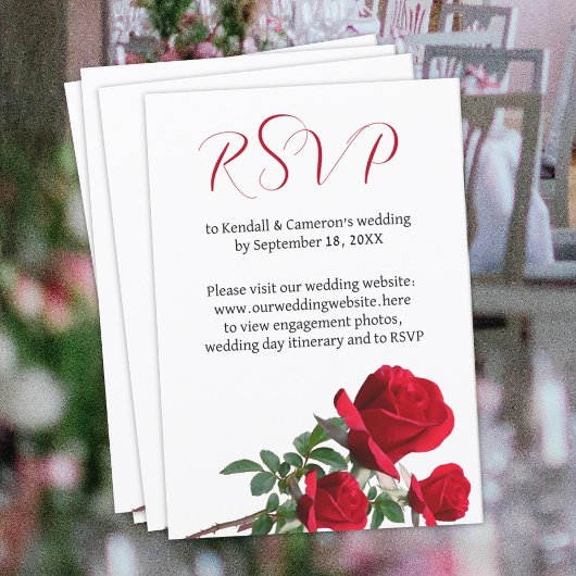 Red Roses Wedding Online RSVP Reply Kaarten