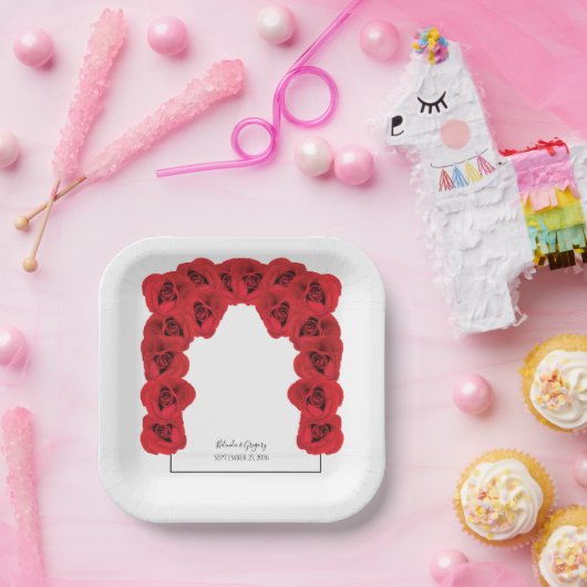 Red Roses Wedding Papieren Bordje (Feest)