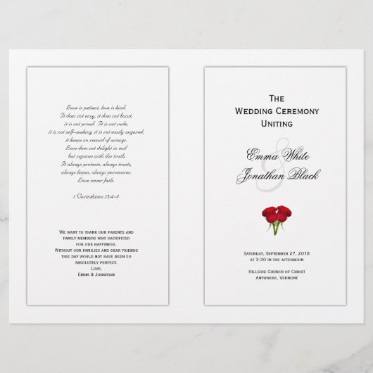 Red Roses Wedding Program Sjabloon (Voorkant)