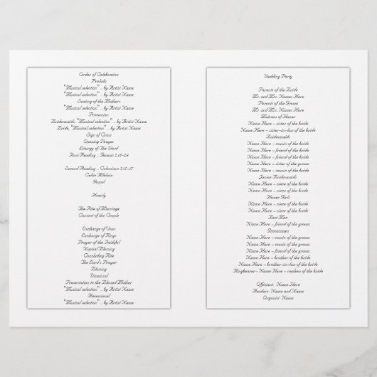 Red Roses Wedding Program Sjabloon (Achterkant)