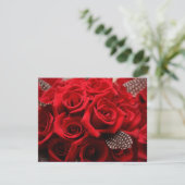 Red Roses Wedding RSVP kaart 2 (Staand voorkant)