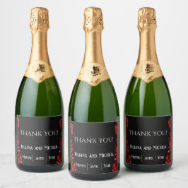 Red Roses Wedding Sparkling Wijnetiket