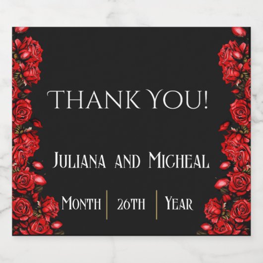 Red Roses Wedding Sparkling Wijnetiket (Enkel label)