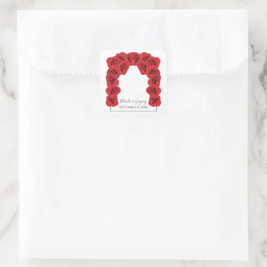 Red Roses Wedding Vierkante Sticker (Tas)