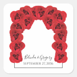 Red Roses Wedding Vierkante Sticker