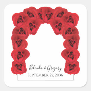 Red Roses Wedding Vierkante Sticker
